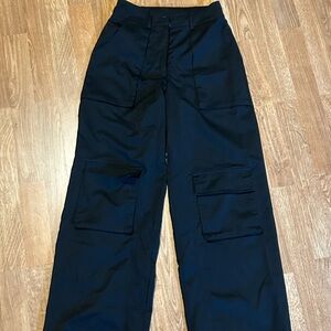 PrettyLittleThing Navy Wide Leg Cargo Pants